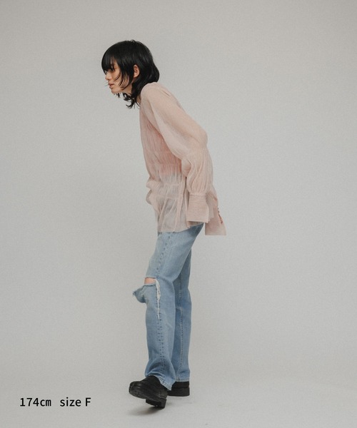 M TO R（ムウトアール）の「［BLOUSE］SHIRRED TULLE BLOUSE（シャツ/ブラウス・レディース・ブラック/ピンク/イエロー/モスグリーン・FREE）」の20枚目の写真