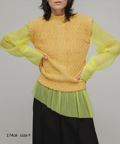 M TO R（ムウトアール）の「［BLOUSE］SHIRRED TULLE BLOUSE（シャツ/ブラウス・レディース・ブラック/ピンク/イエロー/モスグリーン・FREE）」の6枚目の写真