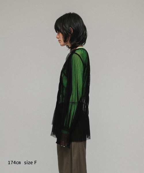 M TO R（ムウトアール）の「［BLOUSE］SHIRRED TULLE BLOUSE（シャツ/ブラウス・レディース・ブラック/ピンク/イエロー/モスグリーン・FREE）」の10枚目の写真