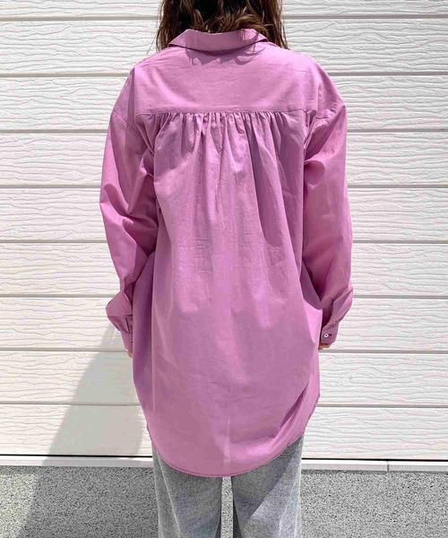 Q（キュー）の「コットンボイルスキッパーシャツ（シャツ/ブラウス・レディース・ラベンダー/エメラルド/パープル/グレイッシュベージュ/ピンク/ベージュ/マスタード/チャコールグレー・MEDIUM）」の11枚目の写真