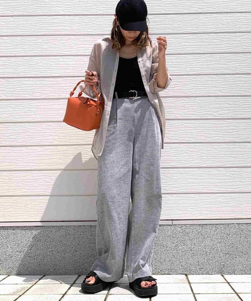 Q（キュー）の「コットンボイルスキッパーシャツ（シャツ/ブラウス・レディース・ラベンダー/エメラルド/パープル/グレイッシュベージュ/ピンク/ベージュ/マスタード/チャコールグレー・MEDIUM）」の19枚目の写真