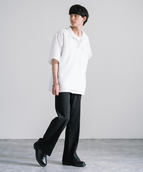 オーバーサイズ プルオーバー スキッパー半袖シャツ（シャツ/ブラウス