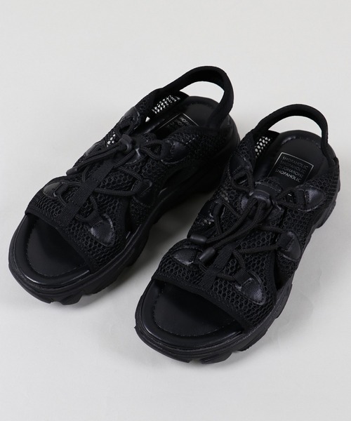 メッシュ素材 ブラック スポーツサンダル SPINNS（スピンズ）の「メッシュシューレース スポーツサンダル