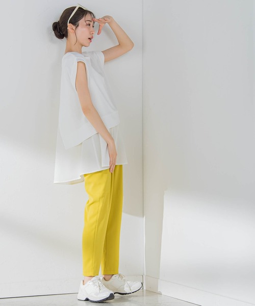 VICKY(ビッキー)の「【1枚で簡単オシャレ!】切り替えレイヤードトップス《洗濯機で洗える》(Tシャツ/カットソー・レディース・ブラック/グレー/ホワイト/イエロー・M)」の12枚目の写真