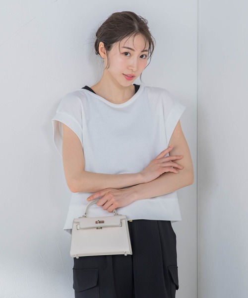 VICKY(ビッキー)の「【1枚で簡単オシャレ!】切り替えレイヤードトップス《洗濯機で洗える》(Tシャツ/カットソー・レディース・ブラック/グレー/ホワイト/イエロー・M)」の16枚目の写真
