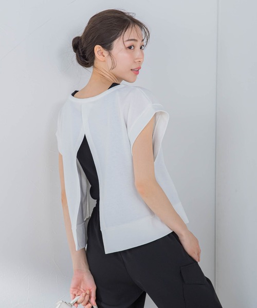 VICKY(ビッキー)の「【1枚で簡単オシャレ!】切り替えレイヤードトップス《洗濯機で洗える》(Tシャツ/カットソー・レディース・ブラック/グレー/ホワイト/イエロー・M)」の17枚目の写真
