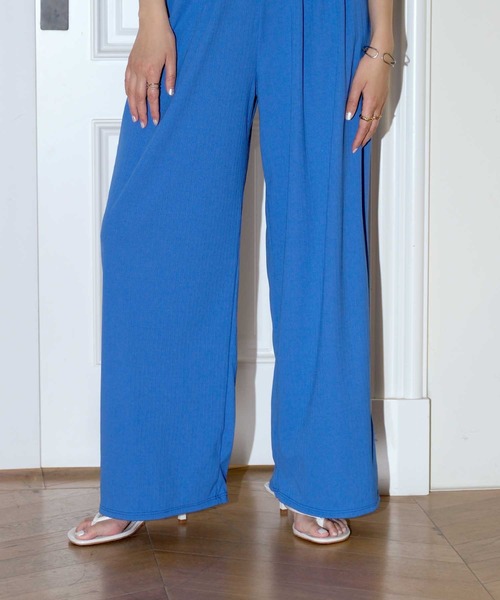 サイドギャザービキニ ロングパンツ 付き 水着 セットアップ