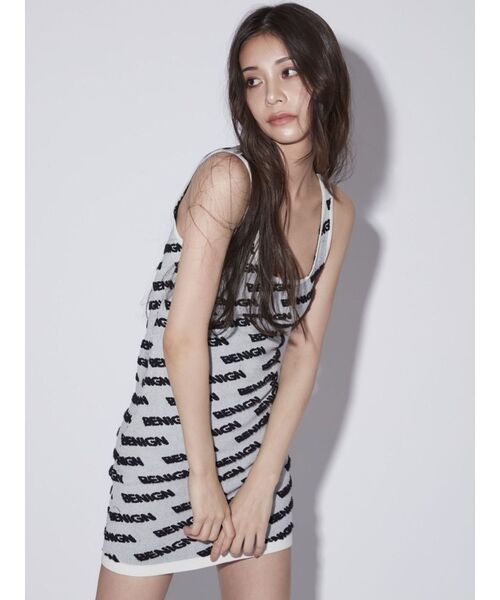 GYDA（ジェイダ）の「BENIGN PUFFジャカード タイトニットワンピース（ワンピース・レディース・ブラック/オフホワイト・FREE）」の13枚目の写真