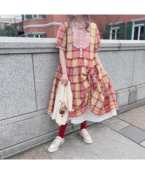 ワンピース PINK CHECK DRESS jacquard check dress – BUNNY APARTMENT