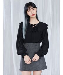 EATME | ダブルフリルレースアップブラウス(シャツ/ブラウス)