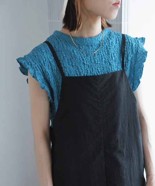 Crisp（クリスプ）の「ジャカードフリルフレンチブラウス（シャツ/ブラウス・レディース・グリーン/ホワイト/ブルー・FREE）」の15枚目の写真