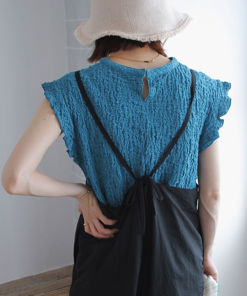 Crisp（クリスプ）の「ジャカードフリルフレンチブラウス（シャツ/ブラウス・レディース・グリーン/ホワイト/ブルー・FREE）」の16枚目の写真