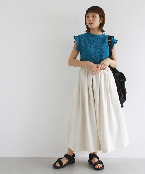 Crisp（クリスプ）の「ジャカードフリルフレンチブラウス（シャツ/ブラウス・レディース・グリーン/ホワイト/ブルー・FREE）」の17枚目の写真