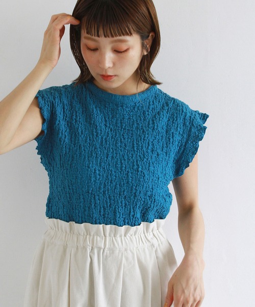 Crisp（クリスプ）の「ジャカードフリルフレンチブラウス（シャツ/ブラウス・レディース・グリーン/ホワイト/ブルー・FREE）」の19枚目の写真