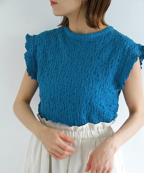 Crisp（クリスプ）の「ジャカードフリルフレンチブラウス（シャツ/ブラウス・レディース・グリーン/ホワイト/ブルー・FREE）」の20枚目の写真