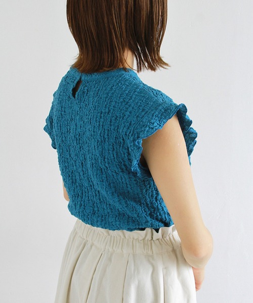 Crisp（クリスプ）の「ジャカードフリルフレンチブラウス（シャツ/ブラウス・レディース・グリーン/ホワイト/ブルー・FREE）」の21枚目の写真