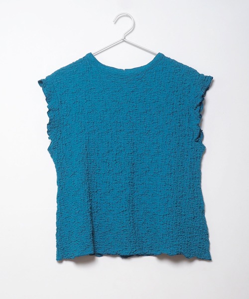 Crisp（クリスプ）の「ジャカードフリルフレンチブラウス（シャツ/ブラウス・レディース・グリーン/ホワイト/ブルー・FREE）」の6枚目の写真