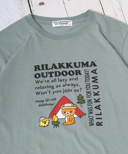 FUNALIVE(ファンアライブ)の「リラックマ アウトドア Tシャツ 半袖(Tシャツ/カットソー・レディース・ネイビー/ホワイト/ブラック/カーキ/ホワイト系その他/杢グレー・M/L/LL)」の5枚目の写真
