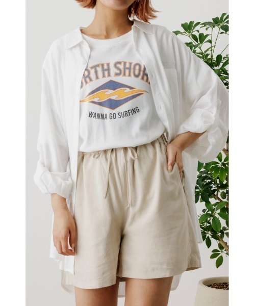 RODEO CROWNS WIDE BOWL（ロデオクラウンズワイドボウル）の「Cool リネンルーズシャツ（シャツ/ブラウス・レディース・ピンク/オフホワイト/イエロー/ライトベージュ・FREE）」の2枚目の写真