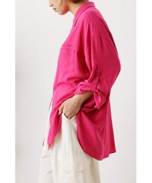 RODEO CROWNS WIDE BOWL（ロデオクラウンズワイドボウル）の「Cool リネンルーズシャツ（シャツ/ブラウス・レディース・ピンク/オフホワイト/イエロー/ライトベージュ・FREE）」の16枚目の写真