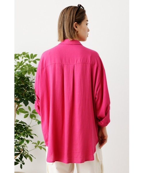 RODEO CROWNS WIDE BOWL（ロデオクラウンズワイドボウル）の「Cool リネンルーズシャツ（シャツ/ブラウス・レディース・ピンク/オフホワイト/イエロー/ライトベージュ・FREE）」の13枚目の写真