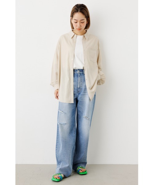 RODEO CROWNS WIDE BOWL（ロデオクラウンズワイドボウル）の「Cool リネンルーズシャツ（シャツ/ブラウス・レディース・ピンク/オフホワイト/イエロー/ライトベージュ・FREE）」の7枚目の写真