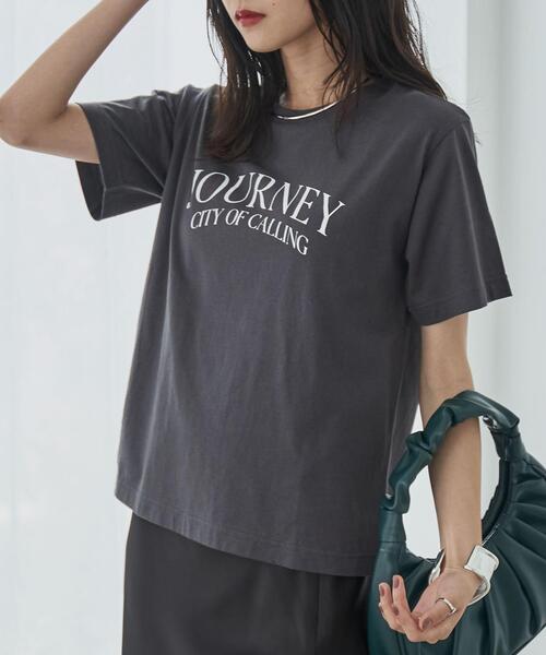 coen（コーエン）の「レタードロゴプリントTシャツ（Tシャツ/カットソー・レディース・ホワイト/ダークグレー・M/L）」の3枚目の写真