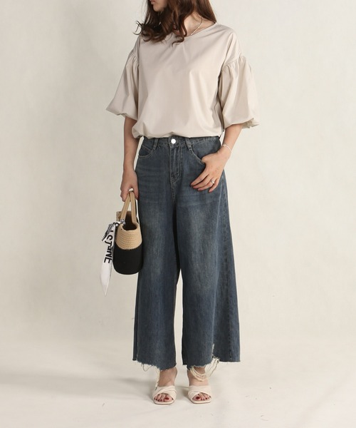 Mayree(メイリー)の「AURORIA/バックリボンVネックパフスリーブブラウス(シャツ/ブラウス・レディース・ピンク/ホワイト/ブラック/グレー/ライトベージュ・FREE)」の10枚目の写真