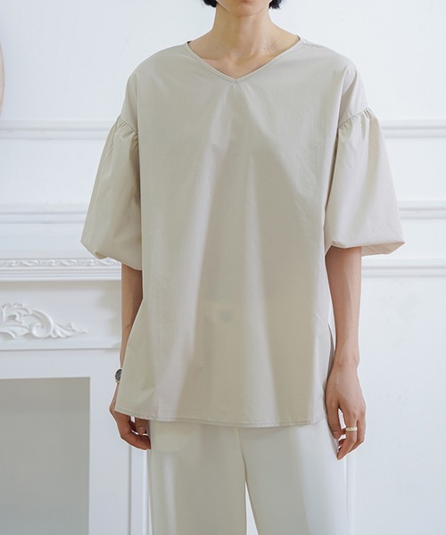 Mayree(メイリー)の「AURORIA/バックリボンVネックパフスリーブブラウス(シャツ/ブラウス・レディース・ピンク/ホワイト/ブラック/グレー/ライトベージュ・FREE)」の13枚目の写真