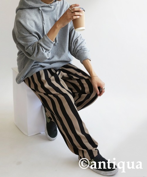 antiqua(アンティカ)の「ストライプテーパードパンツ(その他パンツ・レディース・ブラック・FREE)」の7枚目の写真