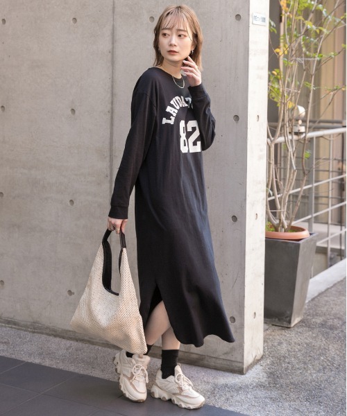 ad thie(アドティエ)の「ナンバリングロゴ ワンピース(ワンピース・レディース・ブルーグレー/チャコール/ダークブラウン/ブラウン/ブラック・FREE)」の8枚目の写真