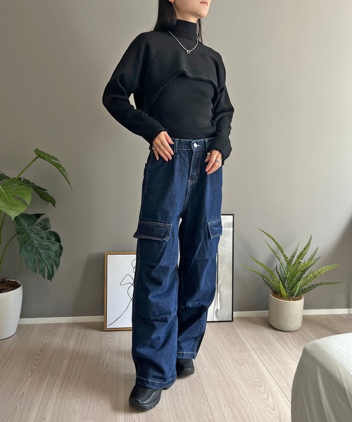 Jewelobe(ジュエローブ)の「ショートボレロ×ハイネックノースリニット アンサンブル(ニット/セーター・レディース・アイボリー/ブラック/カーキ・FREE)」の12枚目の写真