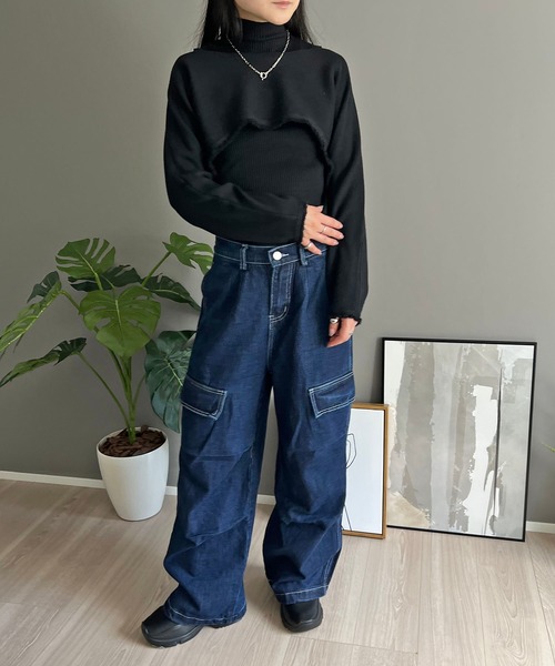Jewelobe(ジュエローブ)の「ショートボレロ×ハイネックノースリニット アンサンブル(ニット/セーター・レディース・アイボリー/ブラック/カーキ・FREE)」の14枚目の写真