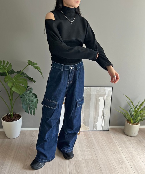 Jewelobe(ジュエローブ)の「ショートボレロ×ハイネックノースリニット アンサンブル(ニット/セーター・レディース・アイボリー/ブラック/カーキ・FREE)」の15枚目の写真