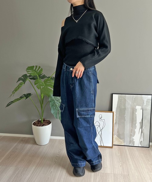 Jewelobe(ジュエローブ)の「ショートボレロ×ハイネックノースリニット アンサンブル(ニット/セーター・レディース・アイボリー/ブラック/カーキ・FREE)」の16枚目の写真