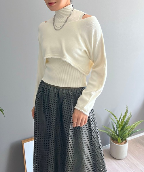 Jewelobe(ジュエローブ)の「ショートボレロ×ハイネックノースリニット アンサンブル(ニット/セーター・レディース・アイボリー/ブラック/カーキ・FREE)」の19枚目の写真