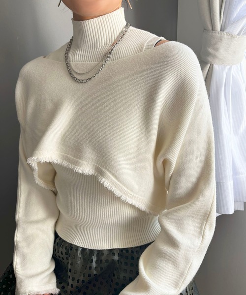 Jewelobe(ジュエローブ)の「ショートボレロ×ハイネックノースリニット アンサンブル(ニット/セーター・レディース・アイボリー/ブラック/カーキ・FREE)」の21枚目の写真