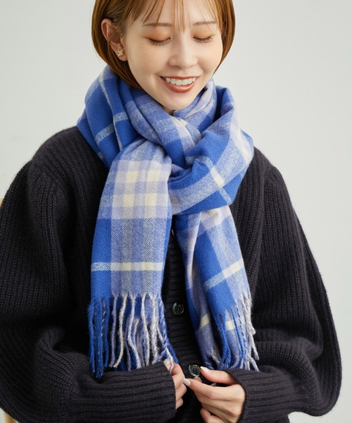 ROPE' PICNIC（ロペピクニック）の「ソフトタッチチェックストール（ストール/ショール・レディース・ベージュ系その他/ブルー/ホワイト系その他5/ピンク系その他2/オレンジ系その他・FREE）」の3枚目の写真