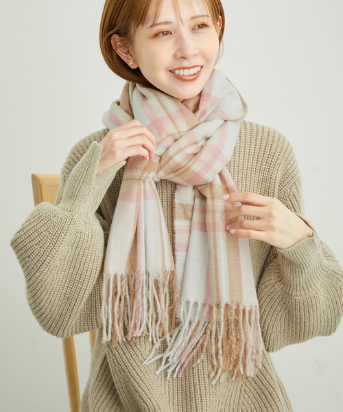 ROPE' PICNIC（ロペピクニック）の「ソフトタッチチェックストール（ストール/ショール・レディース・ベージュ系その他/ブルー/ホワイト系その他5/ピンク系その他2/オレンジ系その他・FREE）」の4枚目の写真