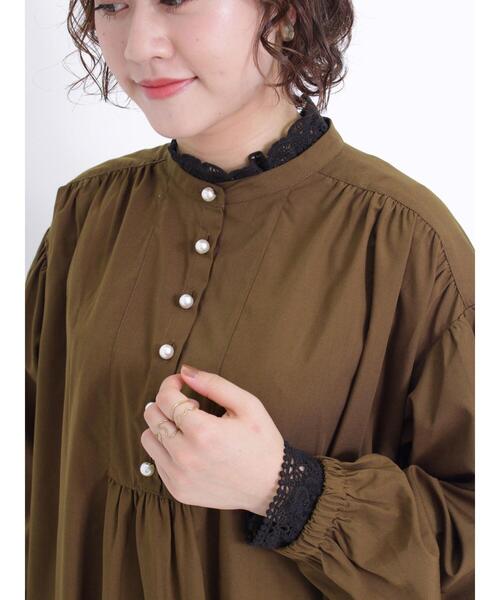 Samansa Mos2(サマンサ モスモス)の「スタンドレースインナーカットソー(Tシャツ/カットソー・レディース・ブラック/オフホワイト/ベージュ・F)」の5枚目の写真