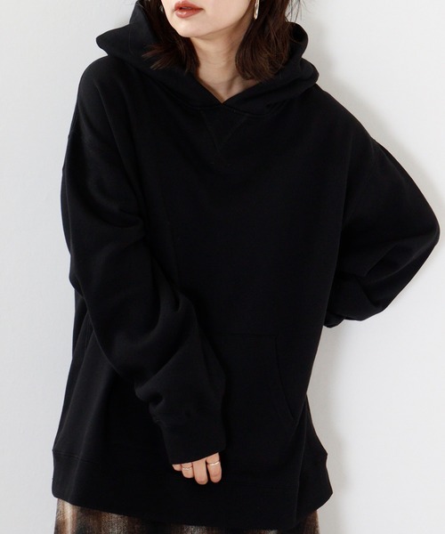 Arinomama（アリノママ）の「Arinomama 綿100%裏毛プルパーカー（パーカー・レディース・ネイビー/アイボリー/トップグレー/ブラック・L/M）」の3枚目の写真