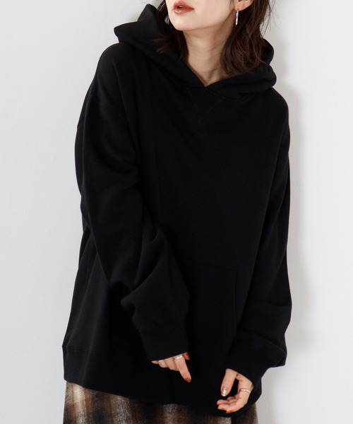 Arinomama（アリノママ）の「Arinomama 綿100%裏毛プルパーカー（パーカー・レディース・ネイビー/アイボリー/トップグレー/ブラック・L/M）」の21枚目の写真