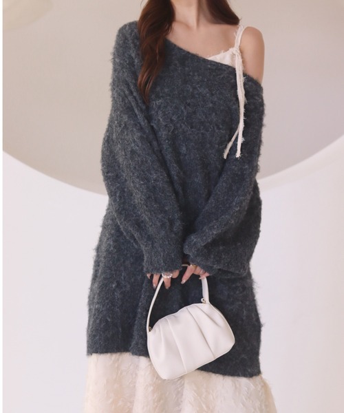 mellowneon(メロウネオン)の「2wayギャザーバッグ(ハンドバッグ・レディース・アイボリー/ブラック/ミント/ピンク/ブラウン/ブルー・FREE)」の2枚目の写真