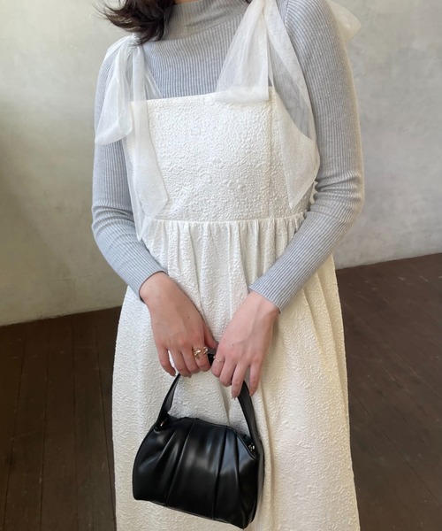 mellowneon(メロウネオン)の「2wayギャザーバッグ(ハンドバッグ・レディース・アイボリー/ブラック/ミント/ピンク/ブラウン/ブルー・FREE)」の7枚目の写真