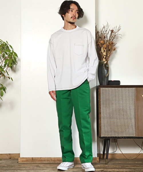 LUXSTYLE（ラグスタイル）の「カラーツイルバギーパンツ（スラックス・メンズ・ブラック/ベージュ/オレンジ/グリーン・L/XL/M）」の9枚目の写真