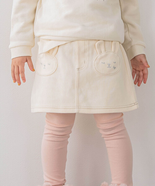 SLAP SLIP(スラップスリップ)の「ウサギフェイスパッチ付スカッツ(80~130cm)(スカート・キッズ・オフホワイト/ネイビー・120cm/110cm/90cm/100cm/80cm/130cm)」の3枚目の写真