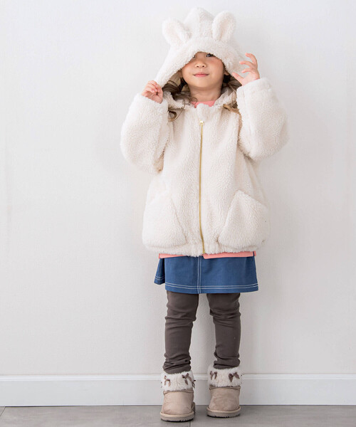SLAP SLIP(スラップスリップ)の「ウサギフェイスパッチ付スカッツ(80~130cm)(スカート・キッズ・オフホワイト/ネイビー・120cm/110cm/90cm/100cm/80cm/130cm)」の4枚目の写真