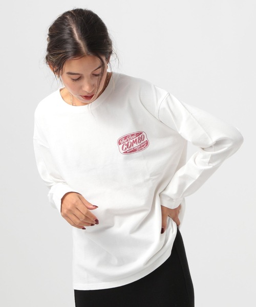 BAYFLOW(ベイフロー)の「FOODプリントロンT(Tシャツ/カットソー・レディース・ブルー/オフホワイト/チャコール・FREE)」の2枚目の写真