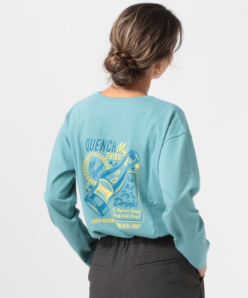 BAYFLOW(ベイフロー)の「FOODプリントロンT(Tシャツ/カットソー・レディース・ブルー/オフホワイト/チャコール・FREE)」の1枚目の写真