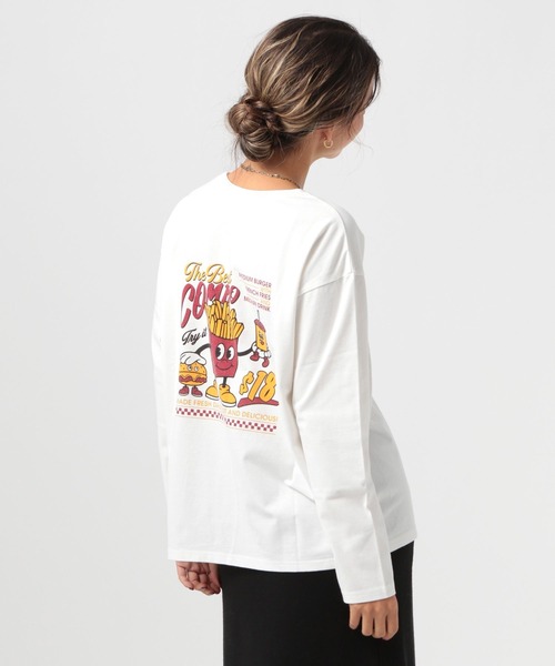 BAYFLOW(ベイフロー)の「FOODプリントロンT(Tシャツ/カットソー・レディース・ブルー/オフホワイト/チャコール・FREE)」の7枚目の写真